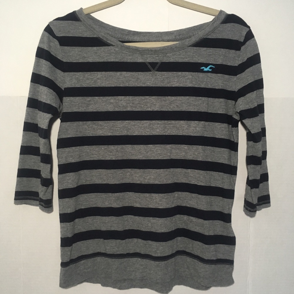 🌺 Hollister S striped cotton modal 3/4 sleeve top